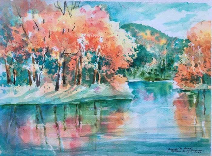 "Around the Bend" original watercolor by Kathleen Berry Bergeron